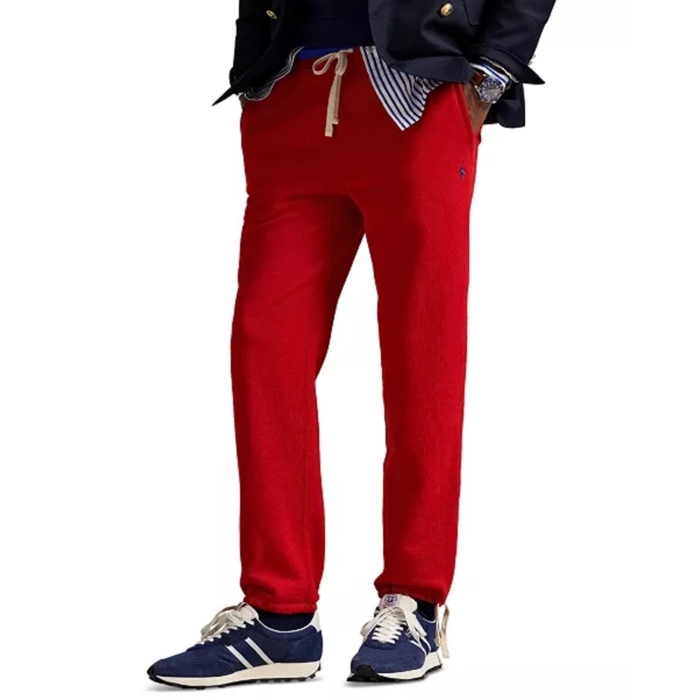 Polo Ralph Lauren Mens Red Double Knit Jogger Sweatpants XL Pony Logo Drawstring